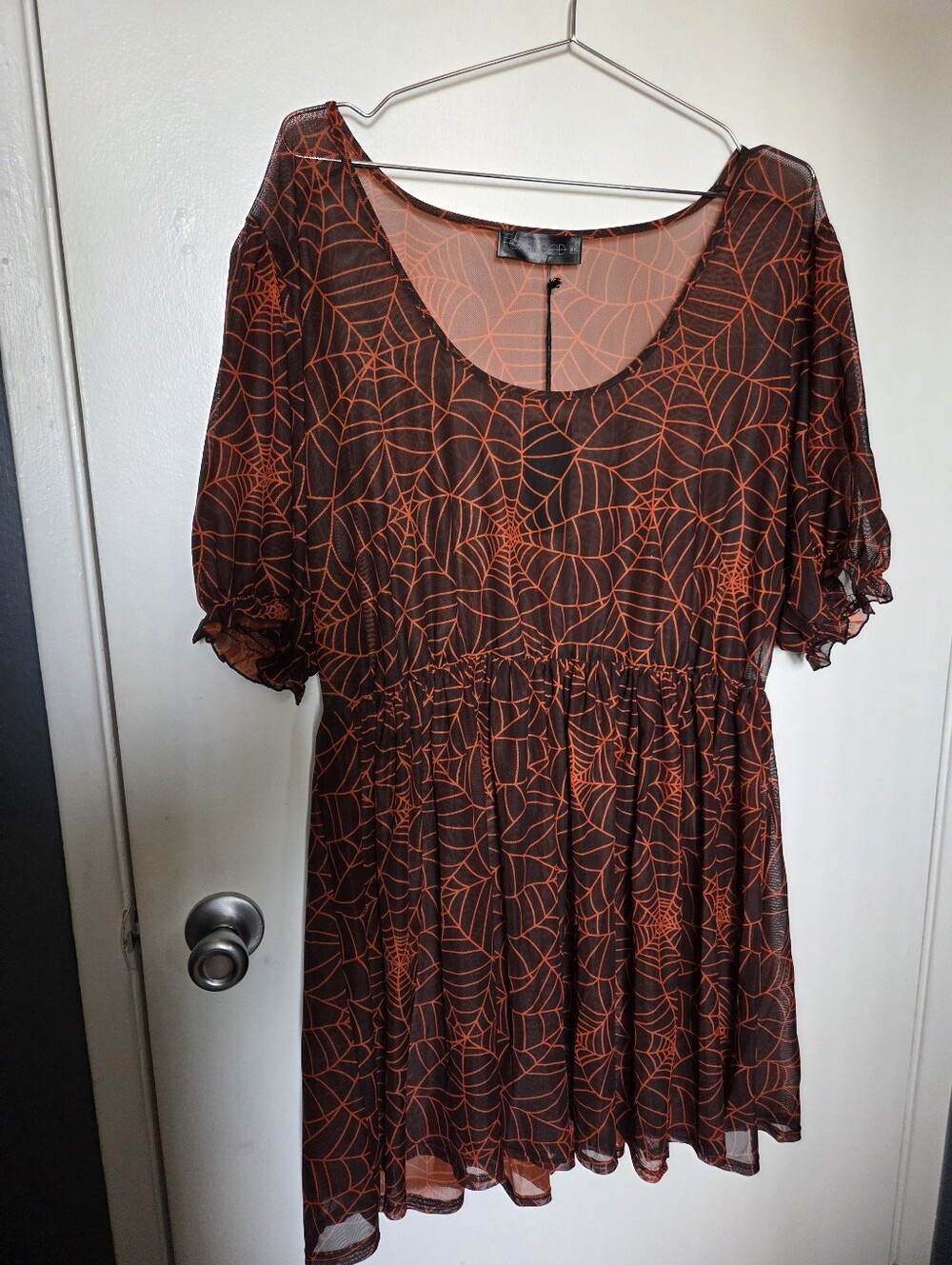Foxblood Cobweb Mesh Babydoll Dress - Picture 2 of 4